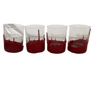 4 Makers Mark Wax Dripped Rock Tumblers Glasses